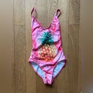 WILDFOX one piece bikini - hot pink with pineapple print. Size XS
